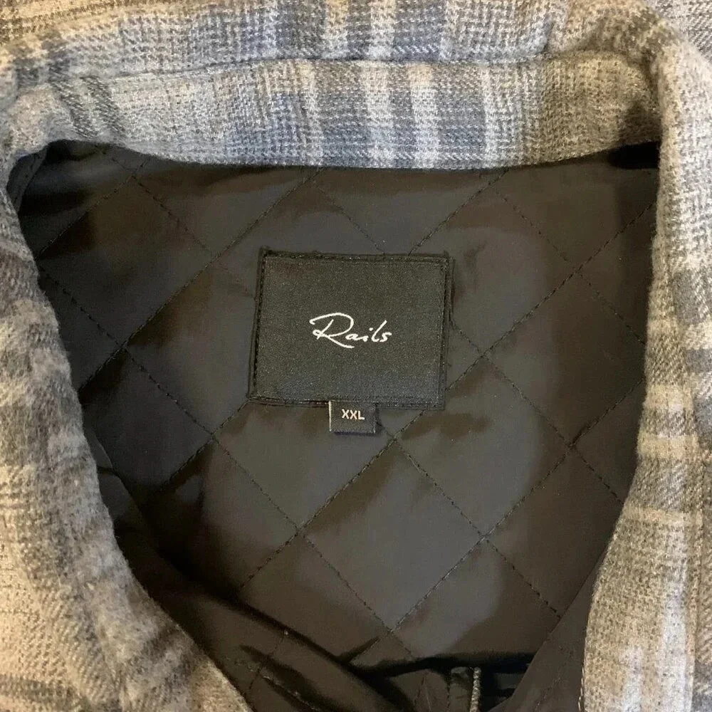 Rails Men's Worthing Button-up Lined Flannel Shirt Jacket in Grey Melange SZ XXL